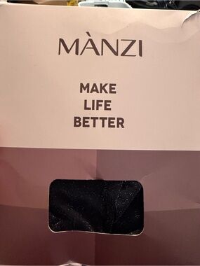 MANZI Lurex Tights Black Silver L-XL 2 Pairs Sparkly Glitter New 26207